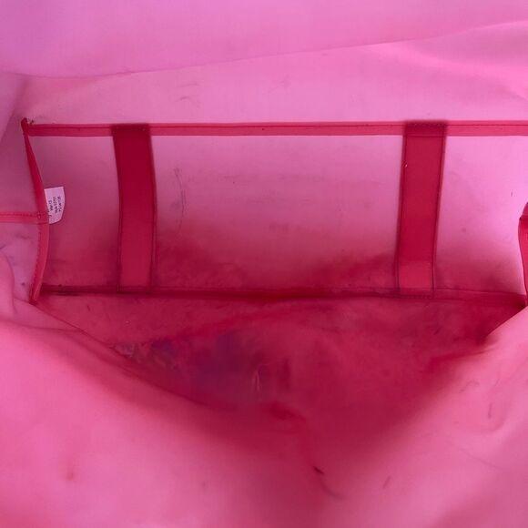 Lilly Pulitzer X Large Beach Bag & Pouch Rubber Pink gold trim robe straps - Picture 8 of 16